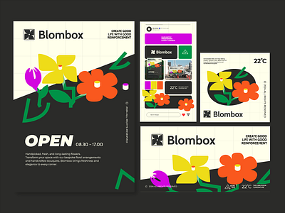 Blombox - Floral Studio - Brand Language animation bloom brand brand identity branding branding language florist flower flower shop garden graphic graphic design graphic language logo logo design motion graphics plant poster vibrant visual branding