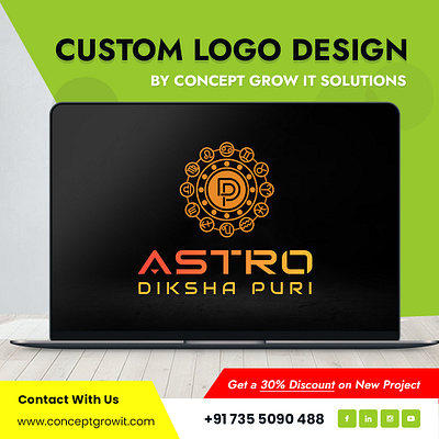 Astro Diksha Puri Custom Logo Design By Concept Grow IT Solution 3d animation branding graphic design logo motion graphics ui