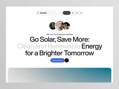 Ecovolt - Solar Energy Landing Page animations clean design energy interaction landing page solar solar energy ui ui design ui ux uidesign web design website wind turnine