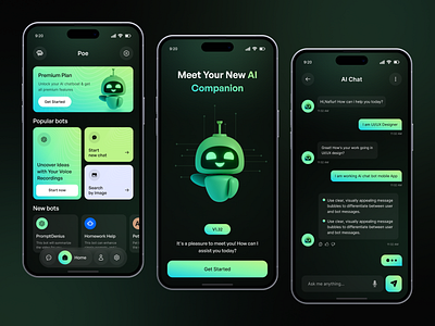 AI Chatbot Mobile App ai ai chat app application artificial intelligence assistant bot chat chat bot chatgpt design generate mobile app mobile design onboarding saas software ui web app