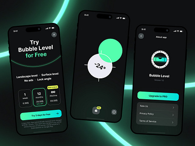 Bubble Level App bubble level design level mobile mobile app ui utilities utility