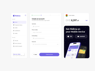 Components on Ridima app components design inputfields inputs sidebar ui uidesign ux uxdesignmastery wallet balance