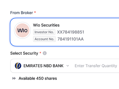 Stock Transfer UI app financial services fintech interactive design investor dashboard minimal ui stock transfer ui ux web