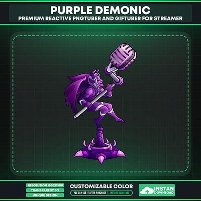 Vtuber Asset Microphone | Purple Demonic Microphone for Vtuber purple demonic mic