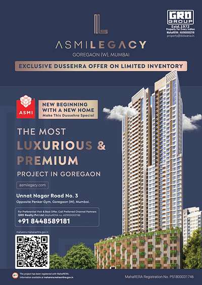 Building Project - Grand Launch - ASMI Legacy, Mumbai branding building building walkthrough design graphic design illustration logo site branding