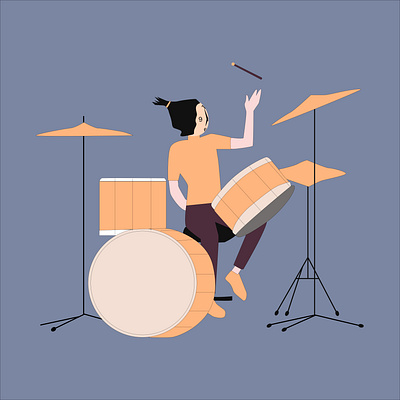 woman who likes playing drums set