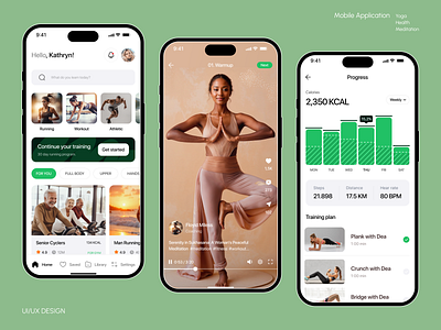 Fitness Mobile App Design Concept app awsmd calories cardio chart clean fitness gym healthy heart rate meditation mental health sport tracker training ui ux web workout yoga