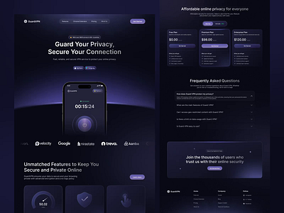 GuardVPN - Landing Page VPN Dark Theme Animation advantage animation dark landing dark theme faq features figma interactivedesign jitter landing page animation landing page saas motiongraphics network pricing product design productanimation uianimation vpn animation vpn landing page website