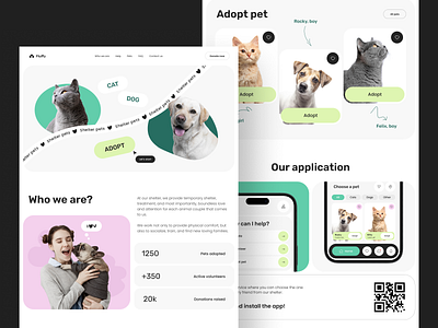 Fluffy – Pet Adoption Landing Page animallovers charity concept landing landingpage petrescue responsivedesign shelterpets ui uiux ux web design webdesign website white