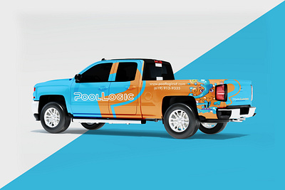 Pool Logic Truck Wrap Design | Vehicle Wrap adobe illustrator bmw branding car graphics car sticker car wrap decal design ford graphic design nissan tesla truck wrap van wrap vehicle branding vehicle graphics vehicle wrap vinyl wrap design wrapping