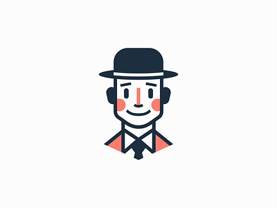 Friendly Gentleman Logo branding cartoon design emblem fashion gentleman geometric hat icon identity illustration lines logo man mark mascot playful symbol vector