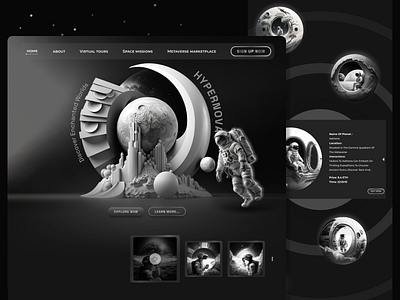 Space Metaverse "landing page" astronaut astronomy blackandwhite crypto darkmode design exploration figma galaxies graphic design landingpage metaverse nasa space trend ui virtual web webdesign xspace