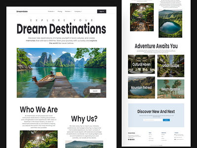 DreamGate || Travel and Tourism Agency adventure agency beach business design dream explore landingpage project recruiter refreshment remote service task tourism travel trending uxui web design website