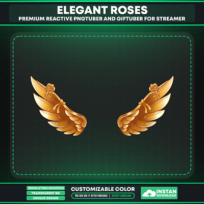 Vtuber Wings Golden Rose - Vtuber Accessories Wings vtuber gold wings