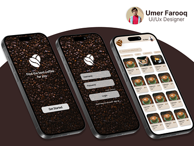 Coffee Shop App UI Design in Figma figma graphic design mobileapp motion graphics ui