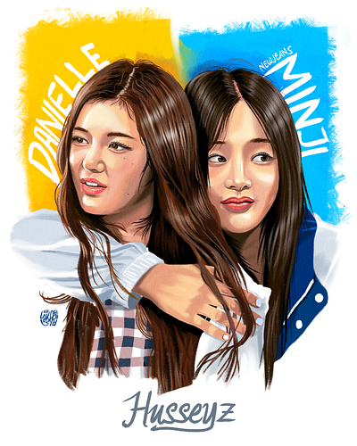 Husseyz [NewJeans] FanArt #3 couple danielle haerin hanni husseyz hyein idol illustration korea kpop minji music newjeans portrait vector