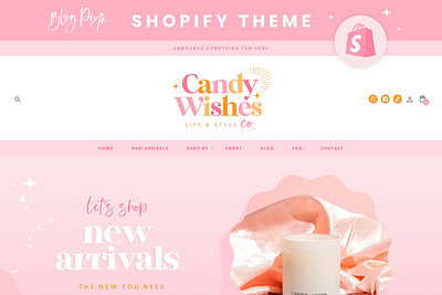 Shopify Theme Pink - Candy Wishes blog pixie ecommerce template illustration online store template pink website shop template shopify shopify customization shopify design shopify pink shopify template shopify theme website design