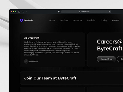 Careers Page | ByteCraft agency agency website careers careers page color concept dark page design development agency figma openings software agency web design web page website