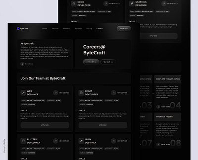 Careers Page | ByteCraft agency agency website careers careers page color concept dark page design development agency figma openings software agency web design web page website