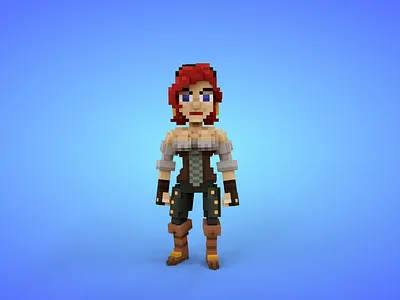 Female Pirate 3 Voxel Character - 3D Lowpoly Fantasy Model 3d 3d model avatar character fantasy female game art game asset girl isometric lowpoly magicavoxel pirate stylized unity3d voxedit voxel voxel art voxels woman