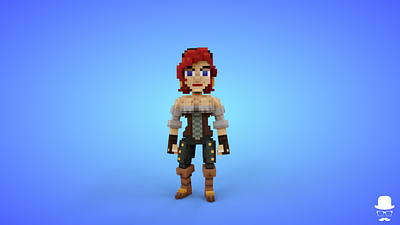 Female Pirate 3 Voxel Character - 3D Lowpoly Fantasy Model 3d 3d model avatar character fantasy female game art game asset girl isometric lowpoly magicavoxel pirate stylized unity3d voxedit voxel voxel art voxels woman