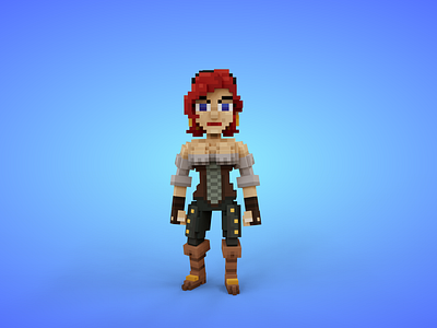 Female Pirate 3 Voxel Character - 3D Lowpoly Fantasy Model 3d 3d model avatar character fantasy female game art game asset girl isometric lowpoly magicavoxel pirate stylized unity3d voxedit voxel voxel art voxels woman