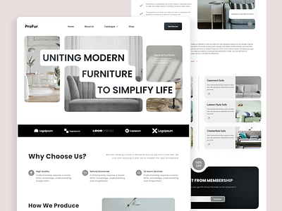 Profur : Furniture Agency Landing Page agency company design furniture illustration interface interior landing landing page mobile page sofa ui ui design uiux