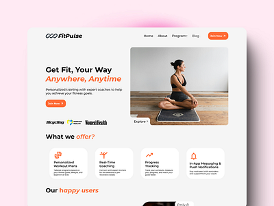 Fitness Landing page figma fitness landing page product design prototype ui userexperience userinterface ux webapp wireframing