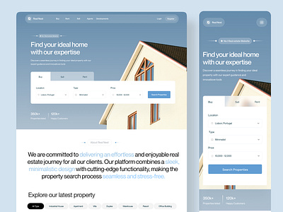 Real estate website apartment buy home landing page landingpage minimal property property search real estate real estate web real estate website realestate rent sell ui uiux web design website website design