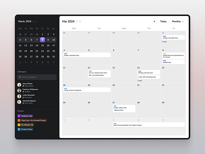 Calendar - Black b2b calendar calendarapp product design saas schedule ui uiux ux webapp