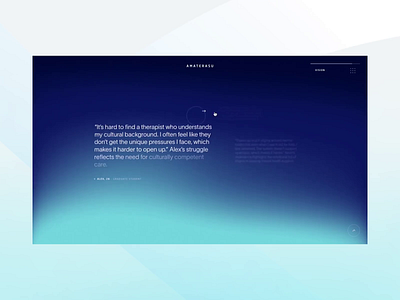 Amaterasu — Voice audio blue care futuristic gradient health mental modern quote slider sound testimonial voice web webdesign webgl website