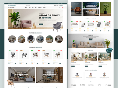 Furniture Website attractive cool design flat design furniture light theme logo minimal trending ui ux web design website