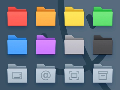 Forstall Folders, Vol. 2 color coded design folders graphite icon icons illustration macintosh macos pro professional