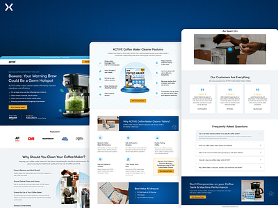 Coffee Machine Cleaner Landing Page advertorial landing page best landing page branding clean design coffee machine cleaner coffee machine landing page design dribbble shot landing page design landingpage lead generation ui ux