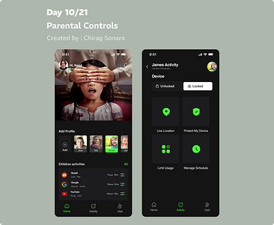 Day 10/21 - Designing an App Dashboard for Parental Controls by branding design graphic design illustration logo mobile app ui uidesign uxdesign vector