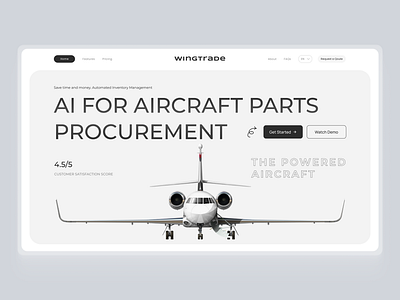 WingTrade - AI Aviation Procurement Platform | Design Concept aiforaviation aircraftpartsprocurement aviationinnovation aviationtech branding figmadesign globalpaymentssecurity inventoryautomation uidesign uiux wingtrade