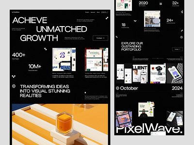 PixelWave - Digital Agency Website agency agency landing page business design digital agency digital marketing homepage landing page marketing startup ui web web design website website design