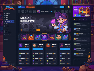 Wizard Casino: Roulette Game betting casino casino game casino online crypto crypto game dark mode gambling game illustration game interface gaming igaming lucky wheel online roulette spin ui ux web design wheel