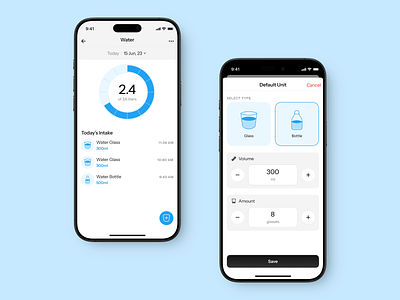 Water Tracker concept design fitness hydrate hydration minimal tracker ui ux water