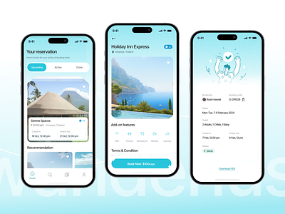 Wanderlust - Booking App UI Design 3d app bookingapp design flightbooking minimaldesign productdesign seamlessux travelappdesign traveltech ui ux