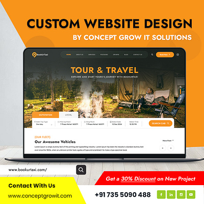 Bookurtaxi Custom Website Design By Concept Grow IT Solutions 3d animation branding graphic design logo motion graphics ui