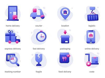 Delivery 2D Icons Animation 2d animated icons animation courier crate delivery express delivery fast delivery flat food delivery fragile home delivery icons illustration location logistic motion online delivery packaging tracking number