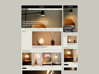 SOLARA clean design lamp lamp website lamps layout minimal ui ui ux ux website design website ui website ux