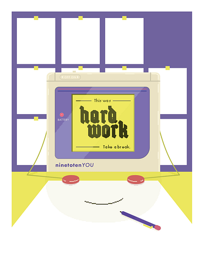 NinetotenYOU – This was hard work. creative block fanart flat illustration game boy nintendo vector vector illustration