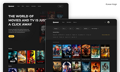 Quasar Mockup / Web-Site / TV and Films app branding design films graphic design illustration mockups site store tv ui web