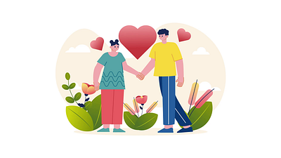 Couple Holds Hands 2D Animation 2d affection animation couple couple holding hands couple walking date dating flat hearts illustration lovers man motion nature relationship romance romantic walking woman