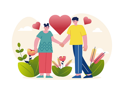 Couple Holds Hands 2D Animation 2d affection animation couple couple holding hands couple walking date dating flat hearts illustration lovers man motion nature relationship romance romantic walking woman