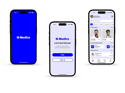 H-Medics mobile healthcare app design graphic design ui uiux ux