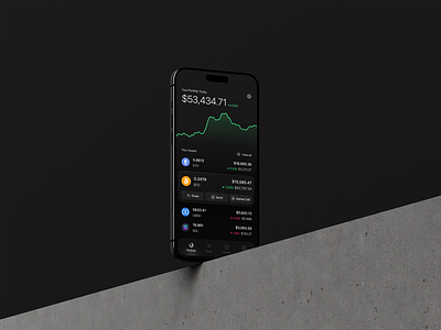 Crypto Portfolio App crypto crypto app crypto wallet dark mode iphone mockup mobile app portfolio app ui uidesign uiux uiux design wallet web 3