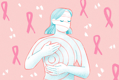 Breast Cancer awareness biomedical breast breast cancer cancer character design design disease female graphic design health illustration medicine october pastel pink procreate